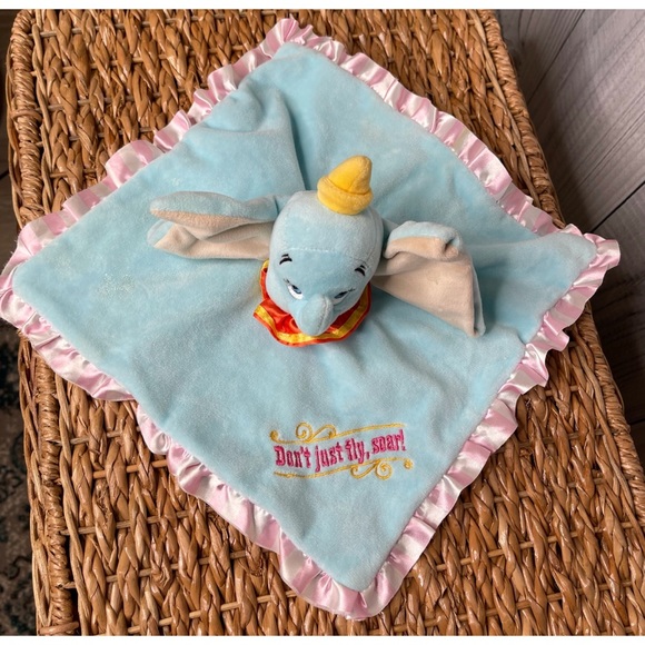 Disney Parks Dumbo Elephant Baby Lovey Blanket Plush Satin Toy Don’t Just Fly - Picture 6 of 11